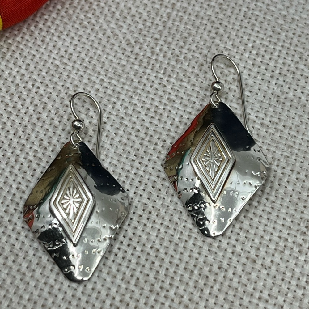Handmade Vintage Sterling Silver Earrings | 90s Artisan Design - Picture 11 of 16